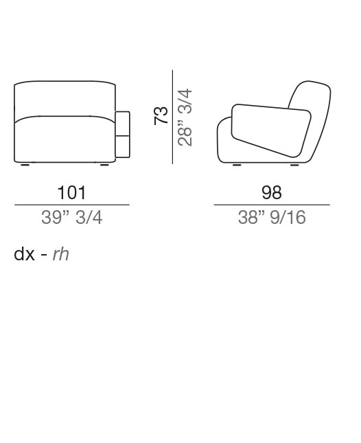 Mussi Flow Design Sofa Terminal Element 101 cm - T101