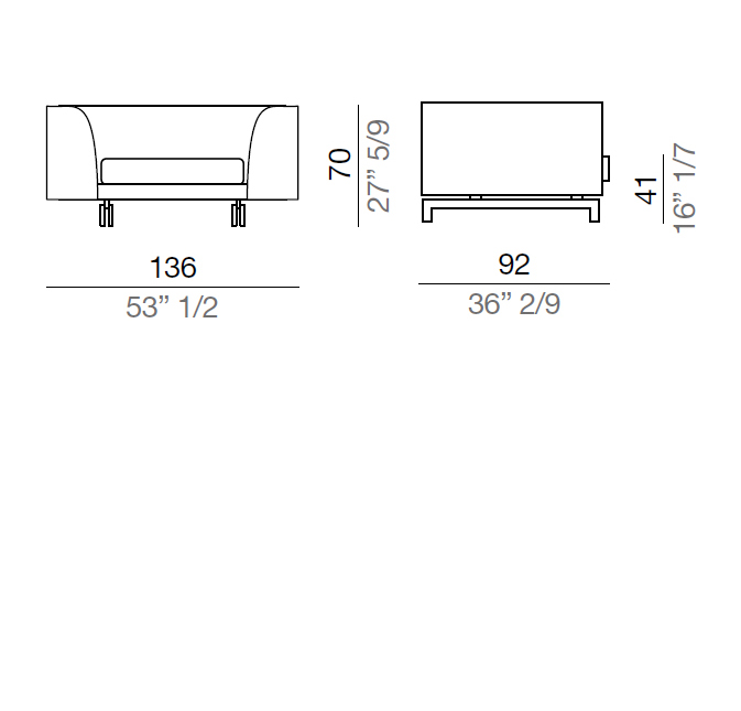 Mussi Alexander Divano con bracciolo alto 136 cm - AA136