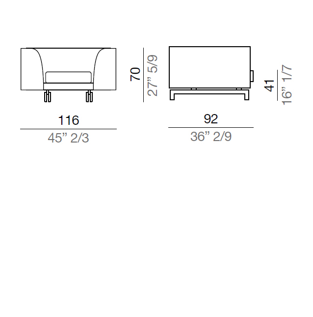 Mussi Alexander Poltrona con bracciolo alto 116 cm - PA116