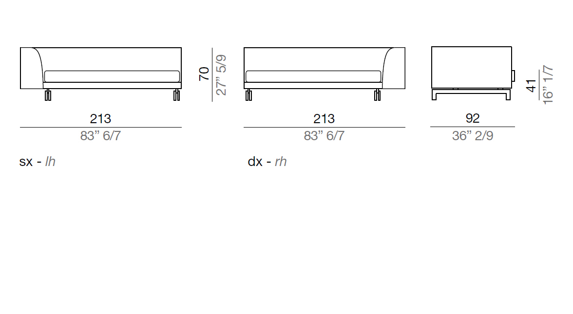 Mussi Alexander Elemento terminale con bracciolo alto 213 cm - TA213