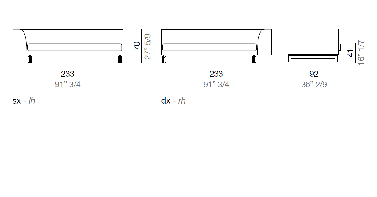 Mussi Alexander Elemento terminale con bracciolo alto 233 cm - TA233