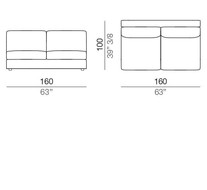 Modena Design Sofa Central Element 160 cm - C160