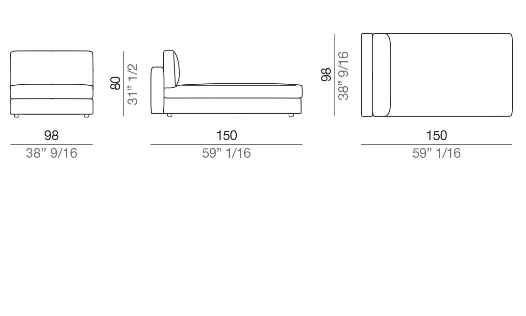 Modena Design Sofa Deep Central Element 98x150 cm - CL98_150