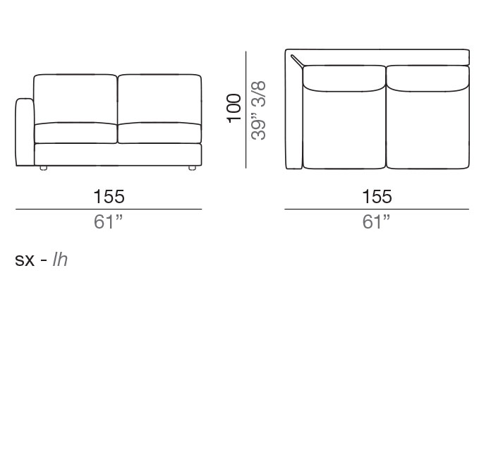 Modena Design Sofa Terminal Element T155 cm - T155