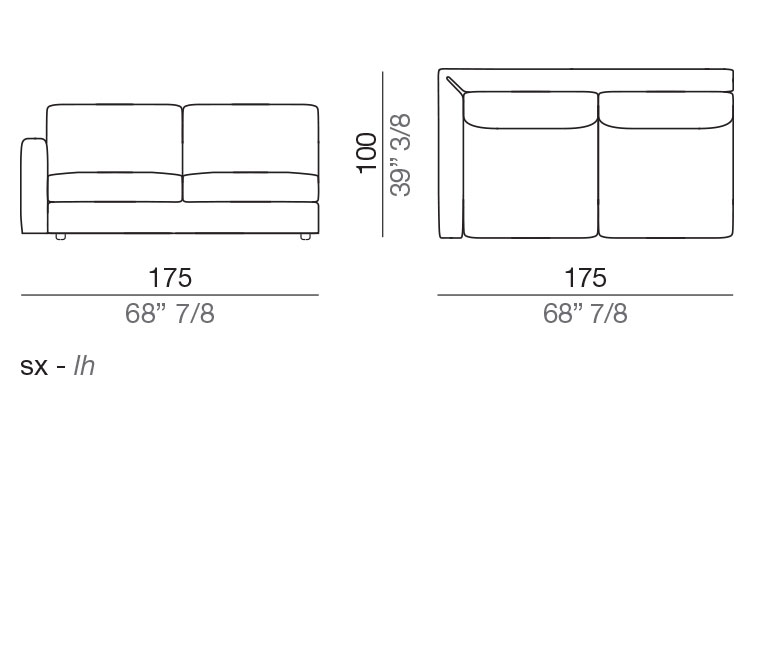 Modena Design Sofa Terminal Element T175 cm - T175