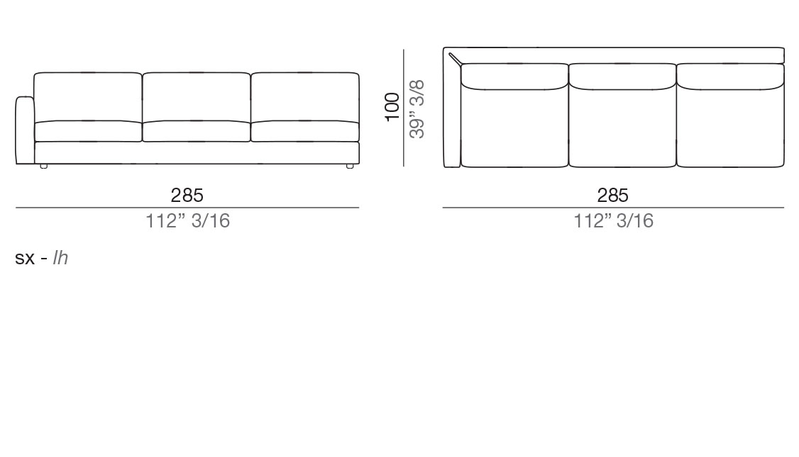 Modena Design Sofa Terminal Element T285 cm - T3_285