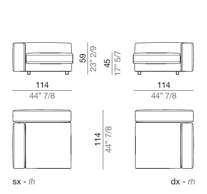 Mussi Sinfonia Divano Elemento angolare 114 cm - A114